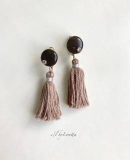 Mini circle tassel pierce/earring(Brown) [cc] 