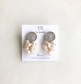 Mini circle 淡水パール tassel pierce/earring(Beige) [cc]
