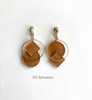 Square  circle color pierce/earring(Mustard) [cc]