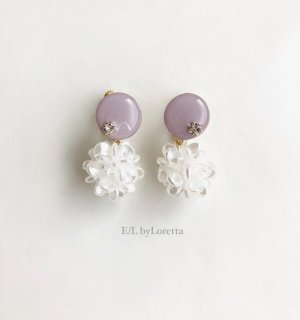 Mini circle shell flower pierce/earring(Lavender) [cc]