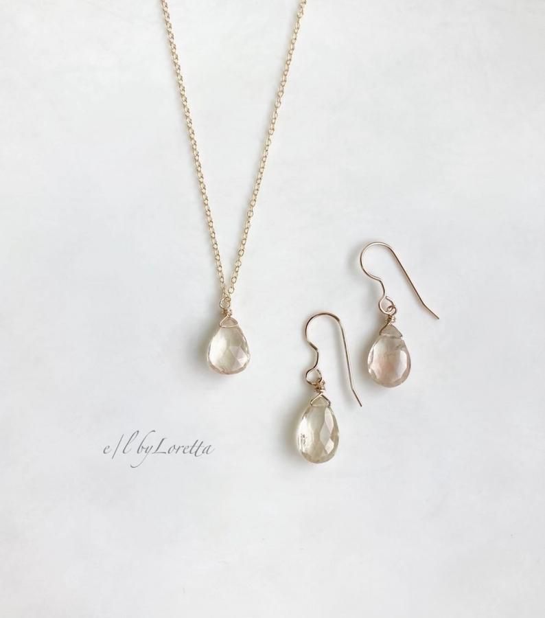 オレゴンサンストーン 14kgf drop Necklace & pierce/earring SET - E