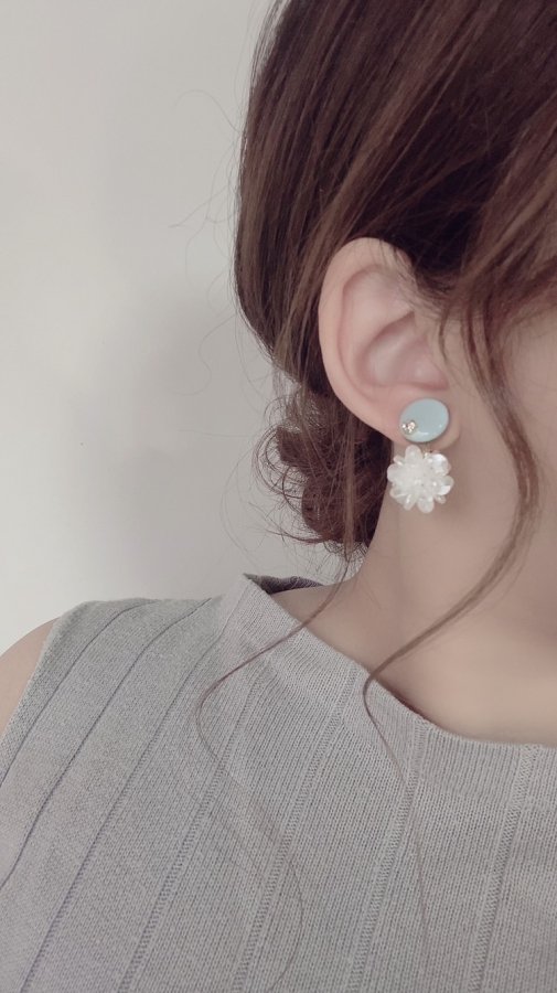 Mini circle shell flower pierce/earring(Sax) [cc] - E/L by Loretta
