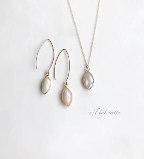 ۥ磻ȥࡼ󥹥ȡ 14kgf marquise necklace & long stick pierce SET