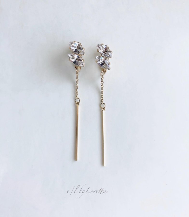 W marquise bijou stick pierce/earring (Crystal) [cc] - E/L by Loretta