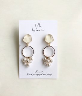 Mini KAKERA hoop pearl tassel pierce/earring (Ivory)  [cc]