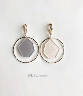 Color KAKERA big hoop pierce/earring(Beige×Pearl White)  [cc]