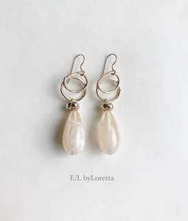 Marble drop w ring pierce/earring(Beige)  [cc]
