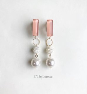 Color stick × w pearl pierce/earring(Peach Pink) [cc] 