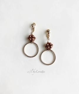 Beads ball  hoop pierce/earring(Brown)  [cc]