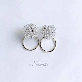 Mini crystal beads hoop pierce/earring  [cc]