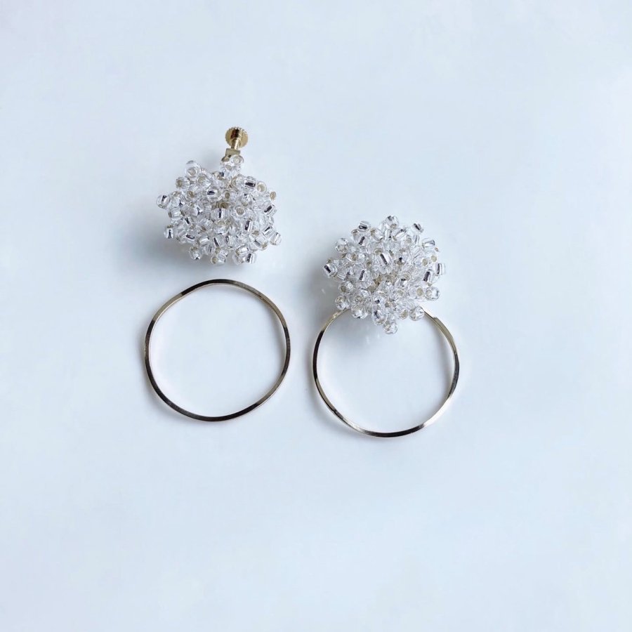 Crystal beads hoop pierce/earring [cc] - E/L by Loretta