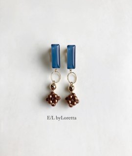 Color stick × beads ball pierce/earring(Grayish blue) [cc] 