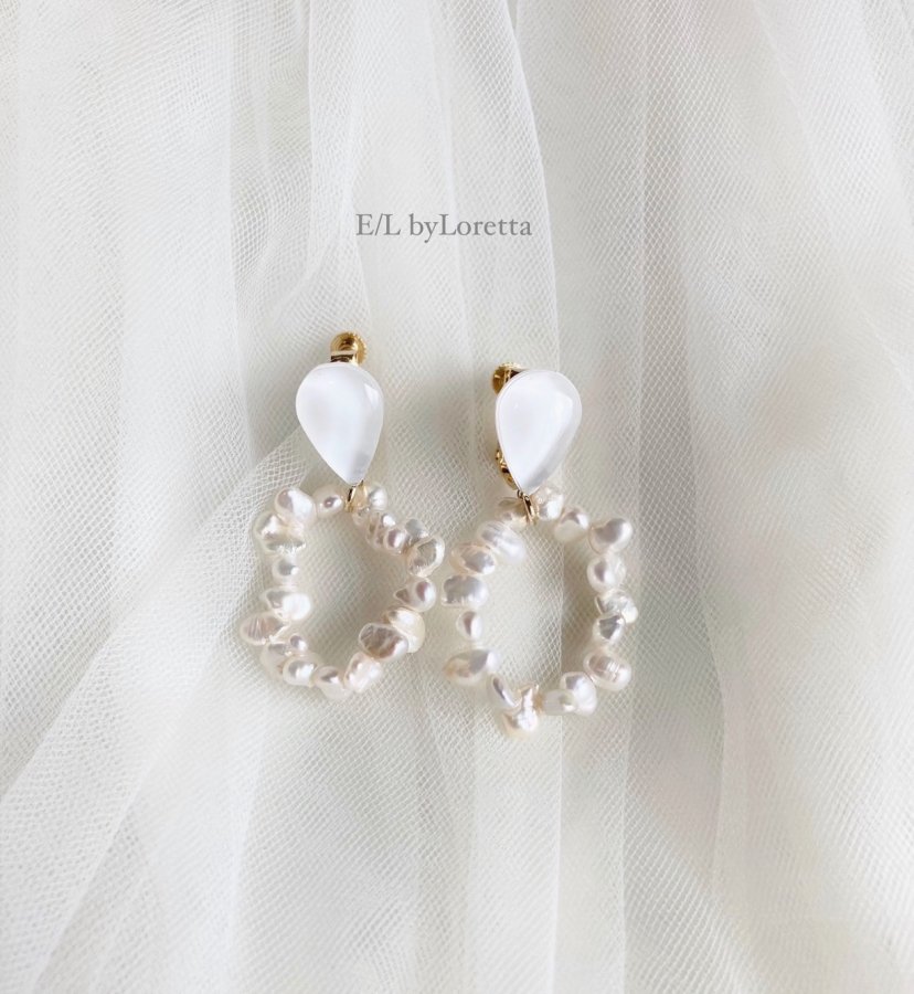 淡水パール hoop color shizuku pierce/earring(White) [cc] - E/L by Loretta