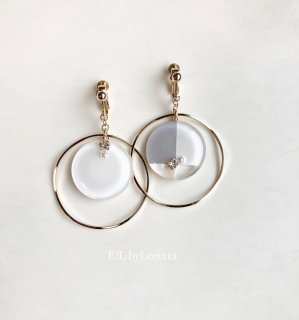 3color big hoop pierce/earring(White)  [cc]