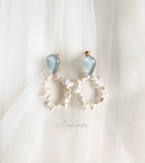 淡水パール hoop color shizuku pierce/earring(Mint)  [cc]