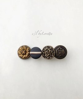 Button hair clip/barrette(Antique Gold)
