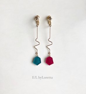 KAKERA design stick pierce/earring(Magenta  Green)  [cc]