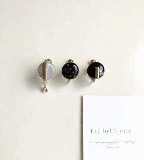 Design SET No.2 - pierce/earring(Black×Black×Gray)  [cc]