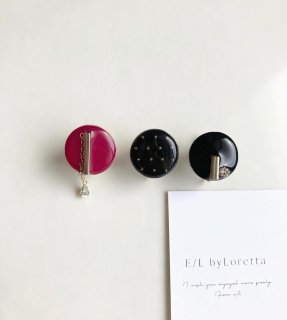 Design SET No.3 - pierce/earring(Black×Black×Magenta)  [cc]
