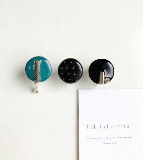 Design SET No.3 - pierce/earring(Black×Black×Green)  [cc]