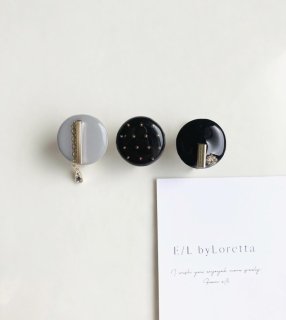 Design SET No.3 - pierce/earring(BlackBlackGray)  [cc]