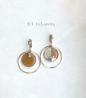 3color big hoop pierce/earring(Mustard)  [cc]