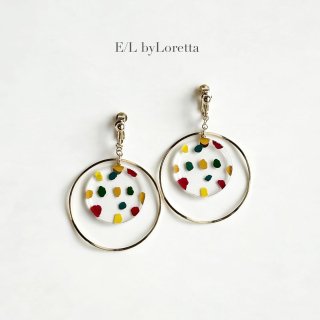 Art multi color big hoop pierce/earring [cc]