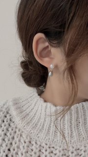 Pearl metal drop pierce/earring(Silver)
