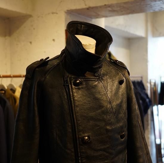 80s French Army Motorcycle Leather Coat多少の誤差はご了承下さい