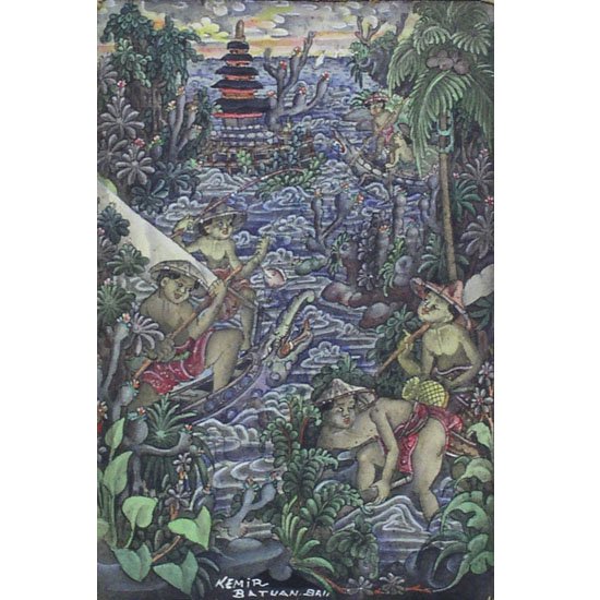 バリ島 線密画  ～バリのお祭り～ 販売 － ジェンベ・民族