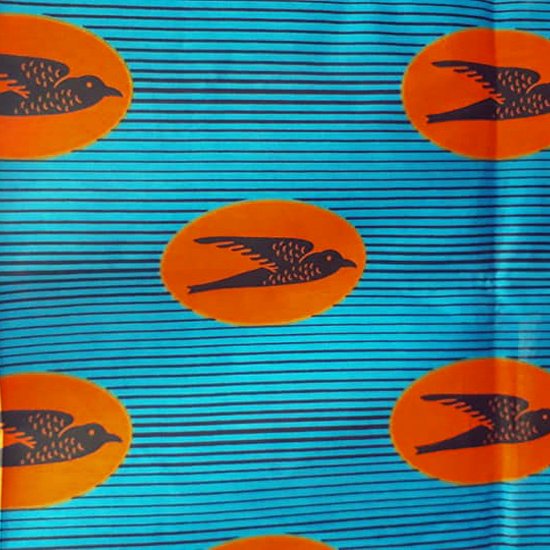 アフリカンプリント布,アフリカンバティック,パーニュツバメ/水色