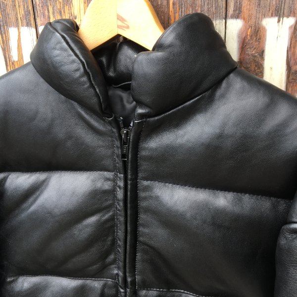 90s USA製 【Schott】 Leather Down Jacket オールド ショット レザー ダウンジャケット  黒◆Size:US-36【USED】