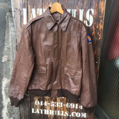 80s【Willis&Geiger】A-2 Horsehide Leather Jacket ウィリス＆ガイガー ホースハイド ミリタリー レザージャケット◆Size:US-38【USED】