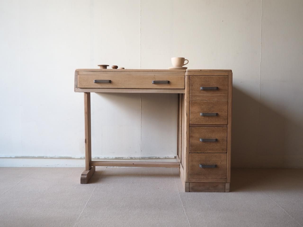 机古道具片袖机ナラ材無塗装ナチュラルレトロヴィンテージ家具剥離