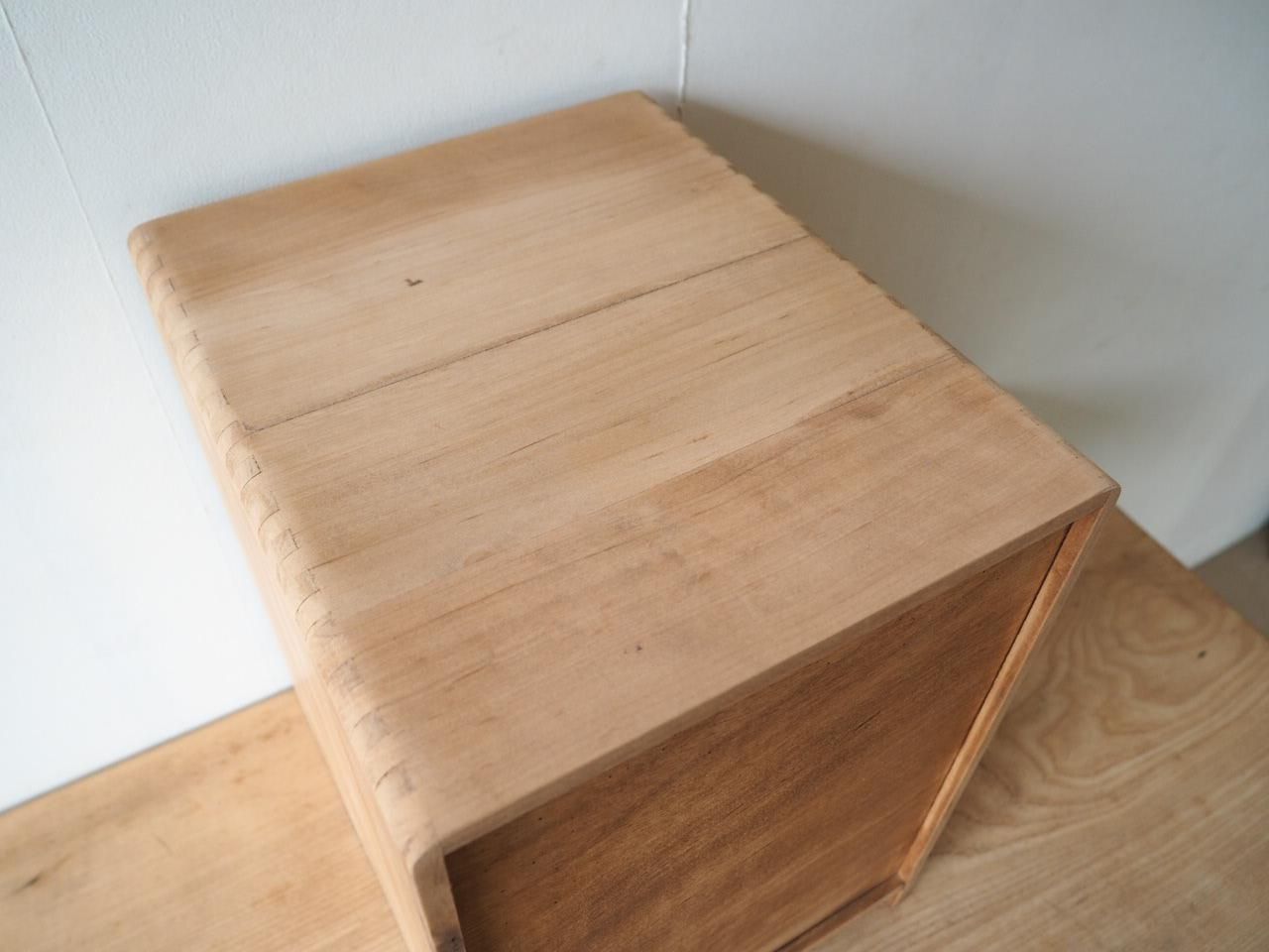 木製　小引出し　古家具 珍品)[明治：屋号入] アンティーク 小物入れ古道具 [小引き出し]木製