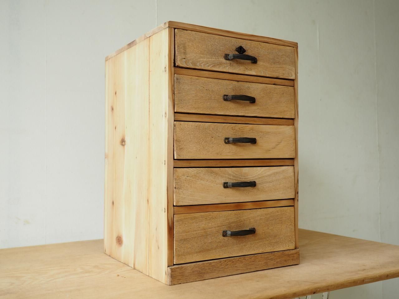 木製　小引出し　古家具 木製の小引き出し5段 №2・/ソーイングボックス/収納