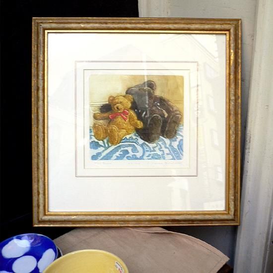 イギリスの画家によるテディベアの絵柄のリトグラフ(=石版画 イギリスの画家によるテディベアの絵柄のリトグラフ(=石版画