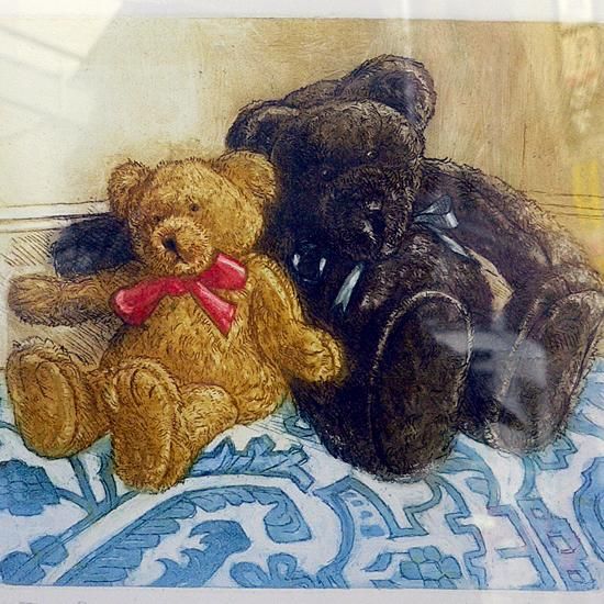 イギリスの画家によるテディベアの絵柄のリトグラフ(=石版画 イギリスの画家によるテディベアの絵柄のリトグラフ(=石版画