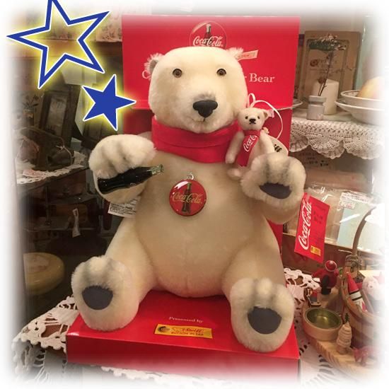 1999年 コカコーラとのコラボレーションの大きなシロクマちゃん コカコーラ ポーラー ベア Coca Cola Polar Bear S 1918 テディベア 古着 アンティーク専門店のレッドバロウ