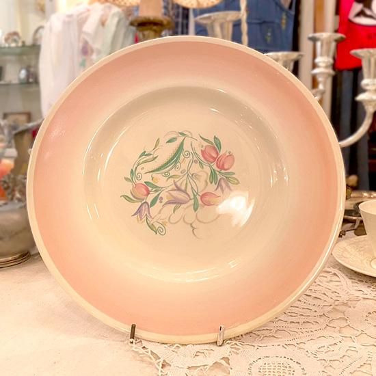 1930年代 スージークーパー ドレスデンスプレーピンク 皿25cm