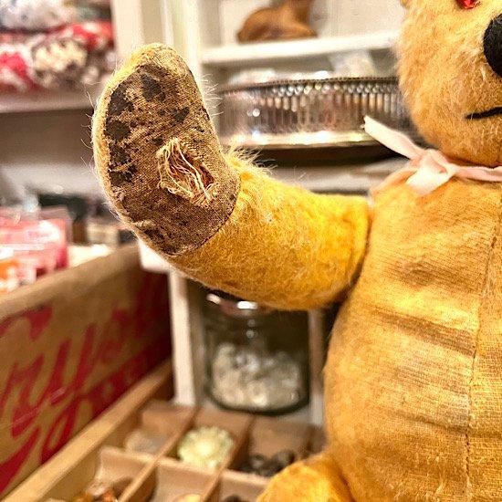 最終値下げアンティーク1940年代大きなテディベア藁詰めガラス目グローラー54㌢ 最終値下げアンティーク1940年代大きなテディベア藁詰めガラス目