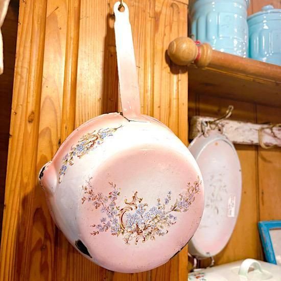 レア✨フランスアンティーク BF社 ホーローキャニスター すみれ 菫 花柄 レア】ロンシャン すみれ&すずらんプレート③フランスアンティーク菫