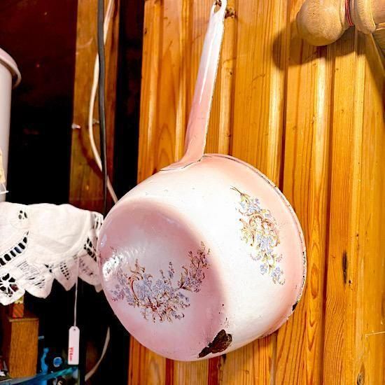 フランス1930年代 ＊ JAPY社 ＊ ホーロー片手パン ＊ ピンクぼかしに