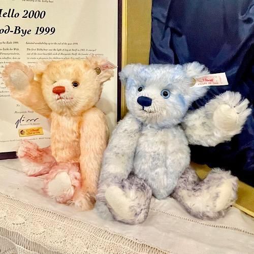 シュタイフ テディベア 「ハロー2000／グッバイ1999」 ベアセット 1999年 ＊ 新しい21世紀（ミレニアム）の始まりを祝う特別な豪華2体