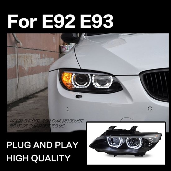 AOKEDING製 BMW E92 E93 3シリーズ '06-'12 LEDヘッドライト クリア
