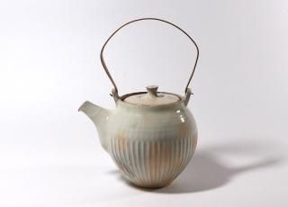 茶道具　萬古焼　山本太仙作　飛鶴盛絵　茶心壷　茶入　共箱　V　R6626 茶道具 萬古焼 山本太仙作 飛鶴盛絵 茶心壷 茶入 共箱 V R6626