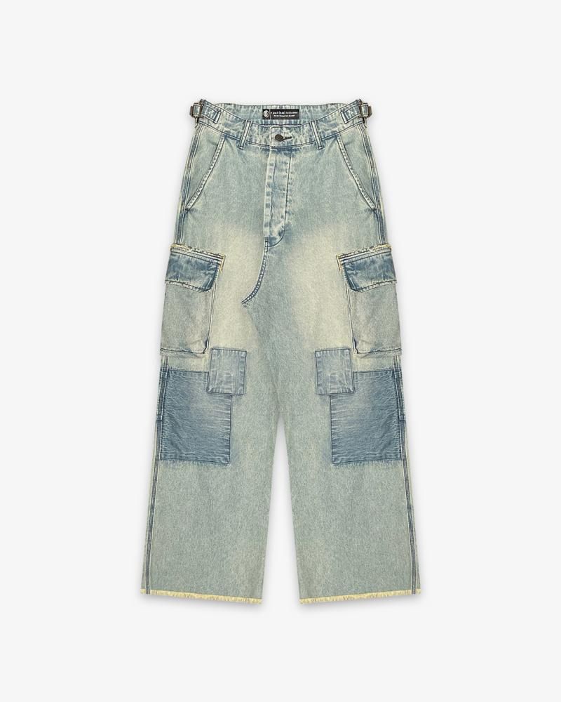 REPAIRED DENIM CARGO PANTS