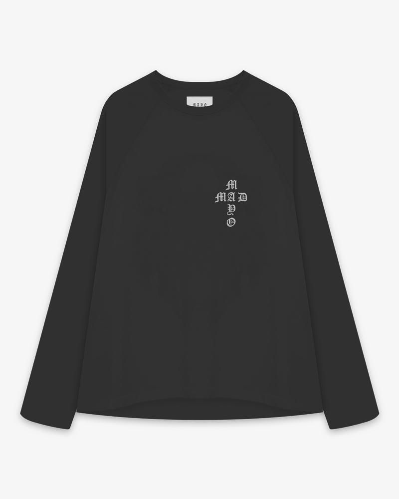 MAYO CROSS EMBROIDERY RAGLAN LONG SLEEVE TEE