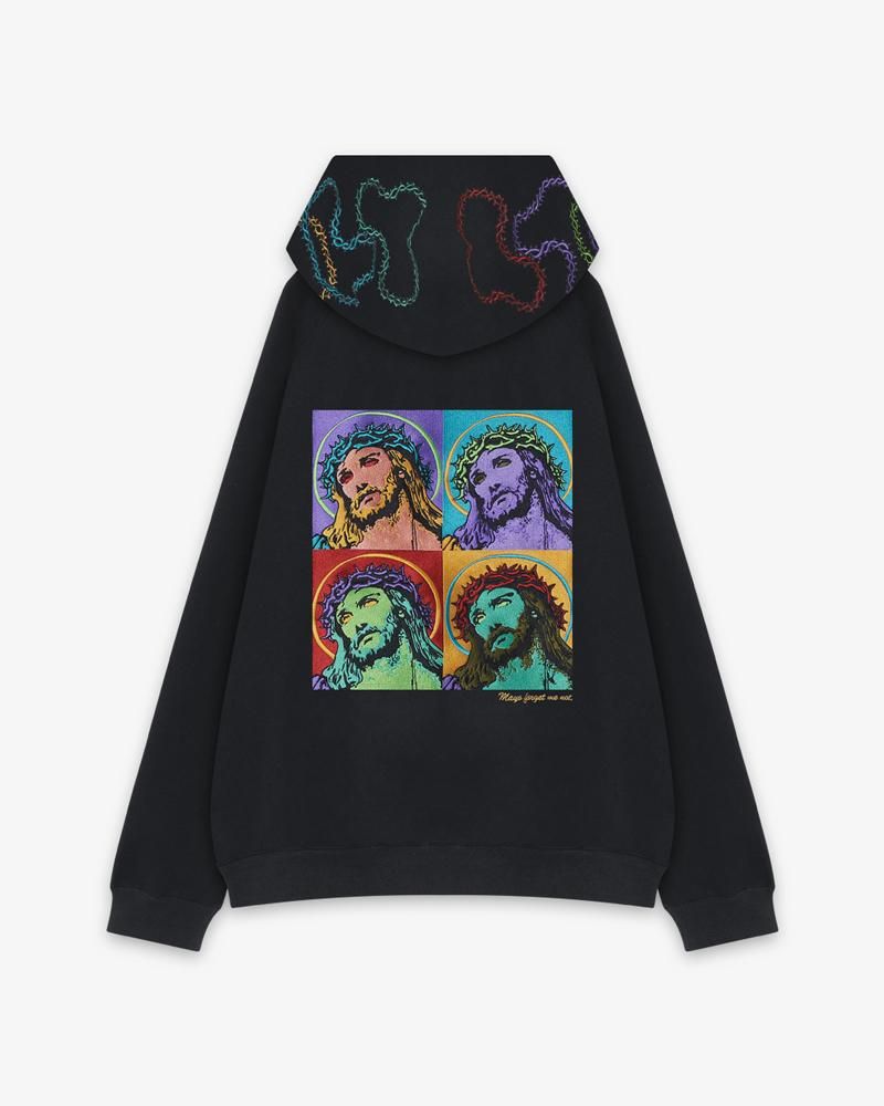 JESUS EMBROIDERY HALF ZIP HOODIE