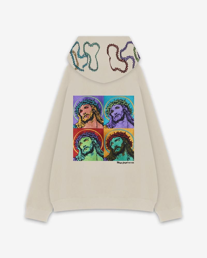JESUS EMBROIDERY HALF ZIP HOODIE